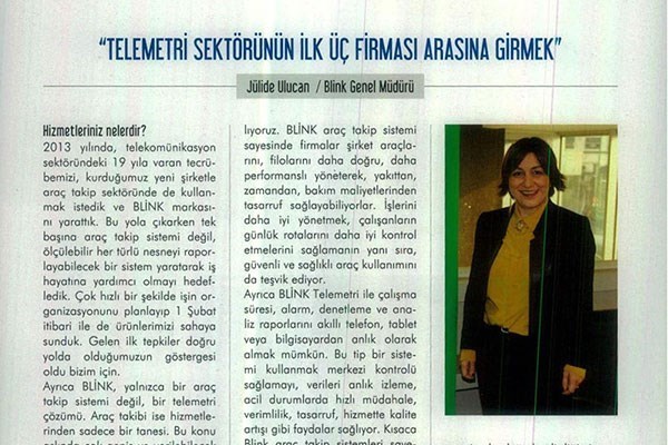 Telemetri Sektörürün İlk Üç Firması Arasına Girmek